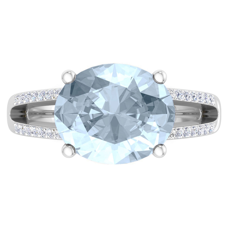 Martha Stewart 4 1/2ctw. Oval Aquamarine & Lab Grown Diamond Ring In Sterling Silver image number null